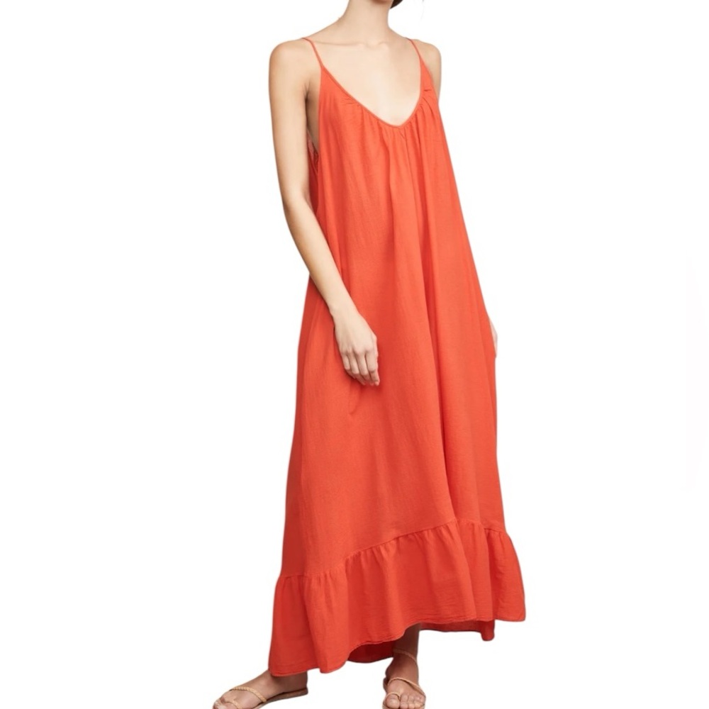 9Seed Paloma Ruffle Maxi Dress Dahlia Coral one size